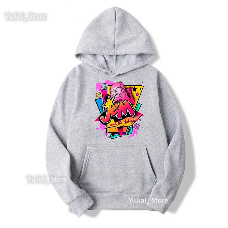 2022 Hot Sale Jem And The Holograms Print Cap Hoodies Women'S Clothing Funny Fashion Hip Hop Sweatshirt Femme Harajuku Coat