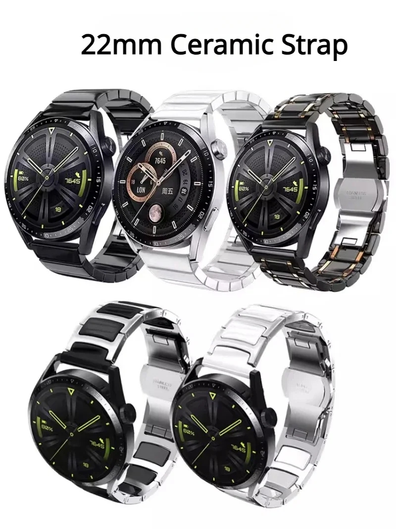22mm Ceramic Strap for Huawei Watch GT4 GT3 GT2 46mm/Ceramic Watchband for Huawei Watch4/4Pro /2Pro /3Pro/ Runner Wristband