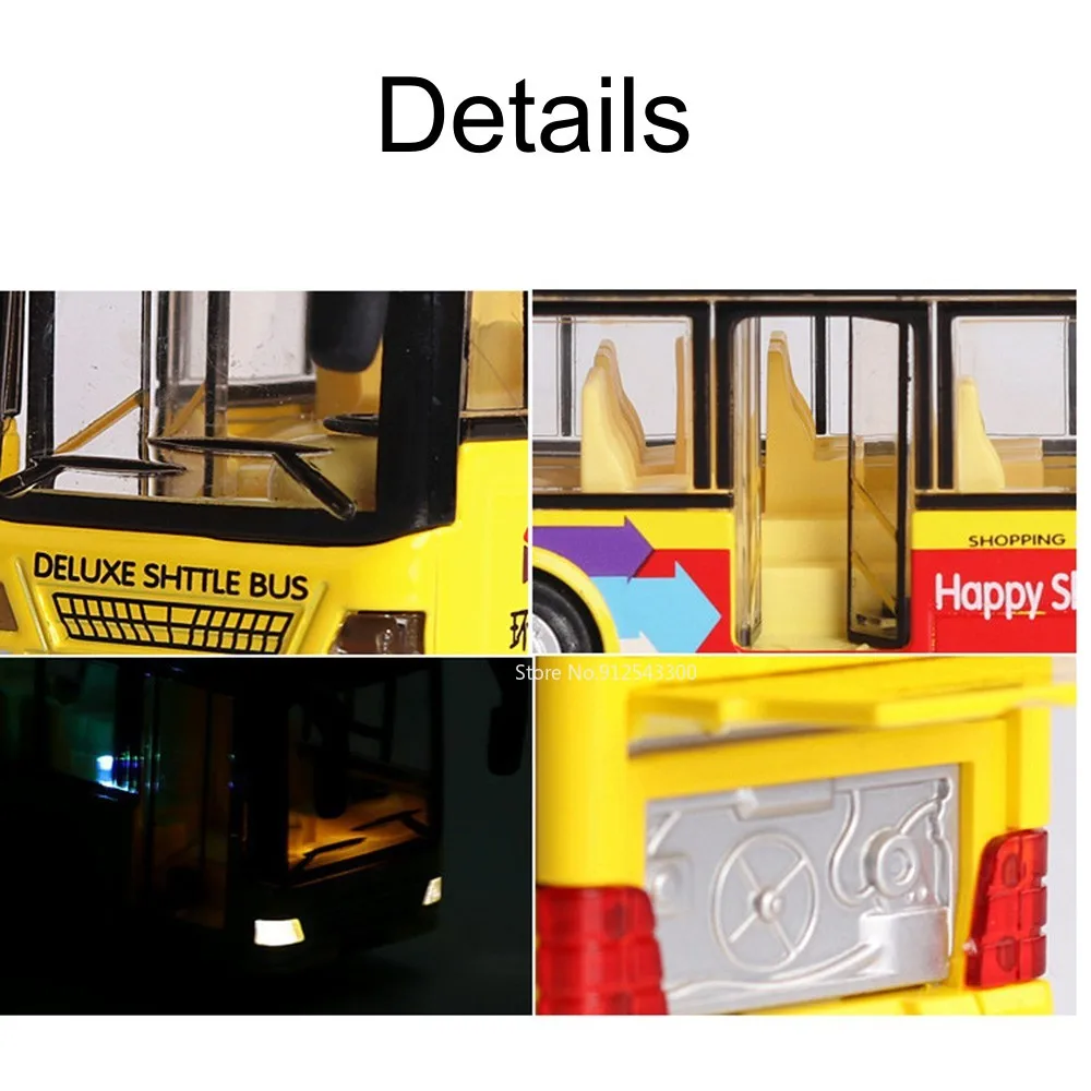 1/36 Single Bus Model Car Toy Metal Die-cast Sound Light