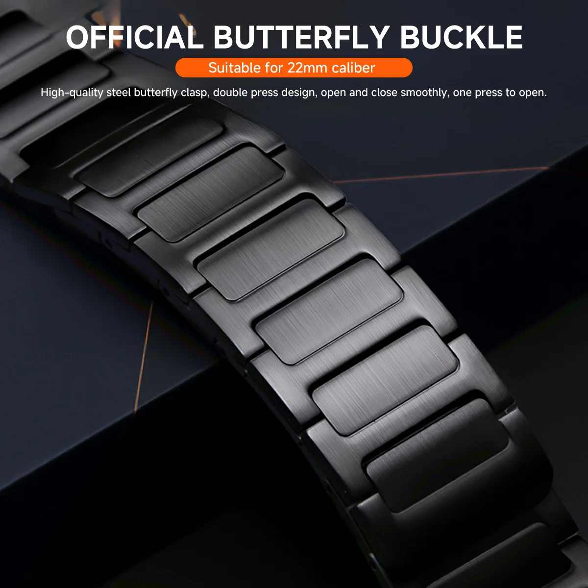 Stainless Steel Link Metal Band Bracelet - 22mm Men's Strap