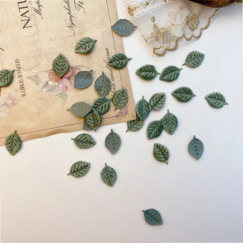 Super Mini Green Velvet Small Leaf Headdress Diy Handmade Flowers and Leaves Clothing Sweater Hair Accessories