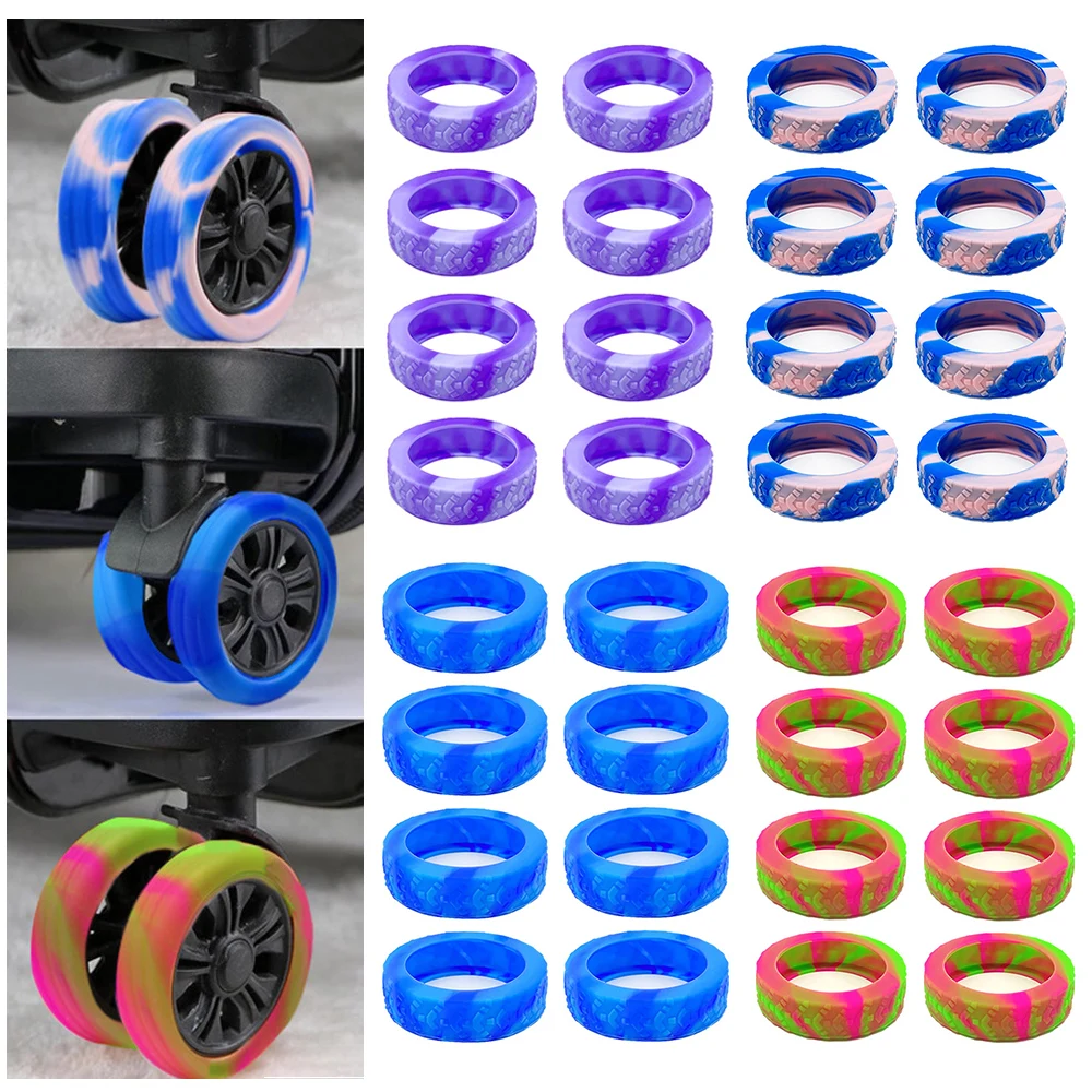 

8PCS Silicone Luggage Wheels Cover Chair Wheels Cover Trolley Case Castor Sleeve Wheels Caster Shoes Luggage Wheels Protector
