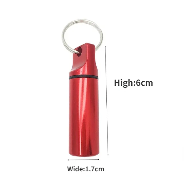 Pilulier étanche en aluminium avec stockage scellé, tête plate, cartouche ronde en alliage et porte-clés pour huiles de poisson vitaminées 6