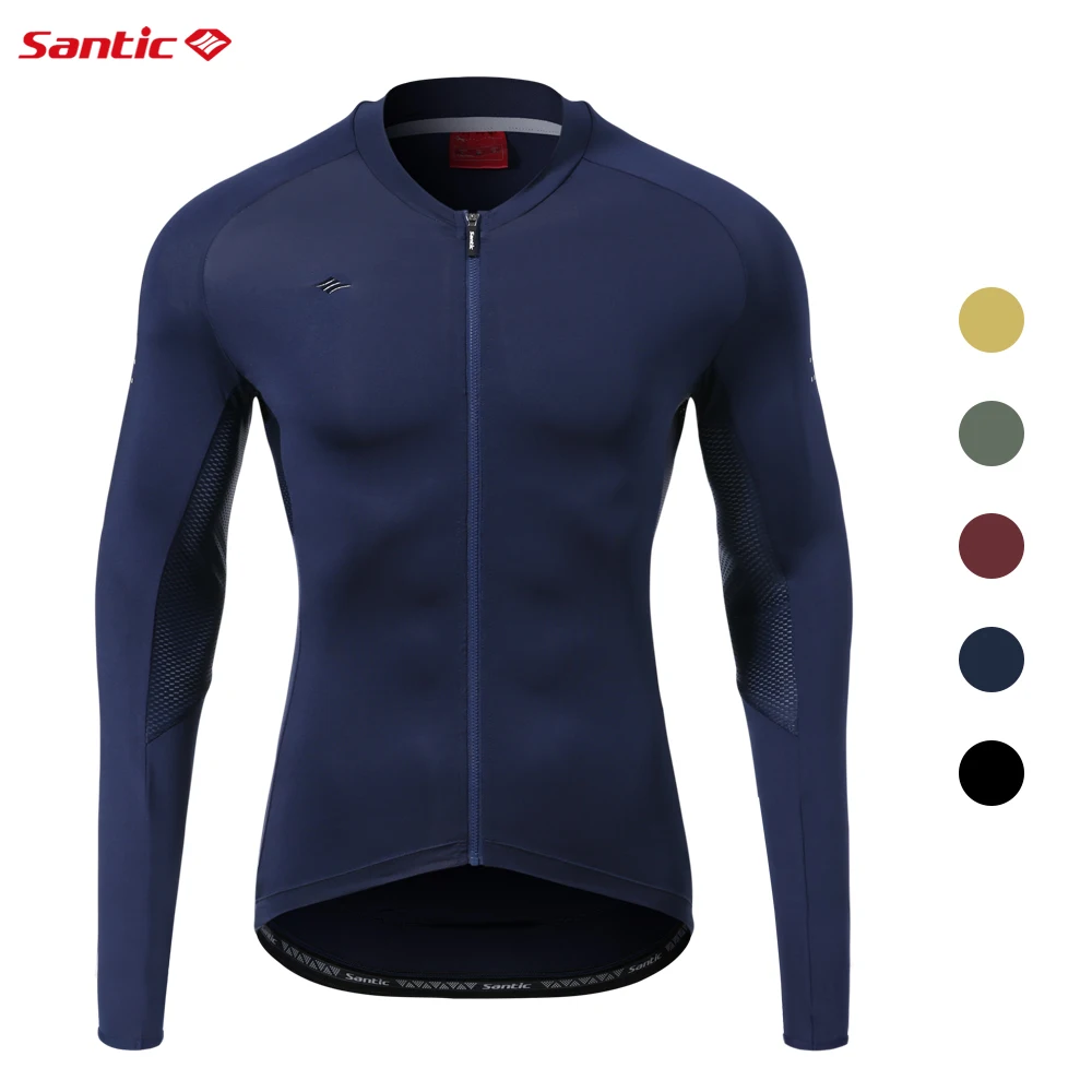 Santic Men Cycling Jersey Long Sleeves Fit Comfortable Sunprotective