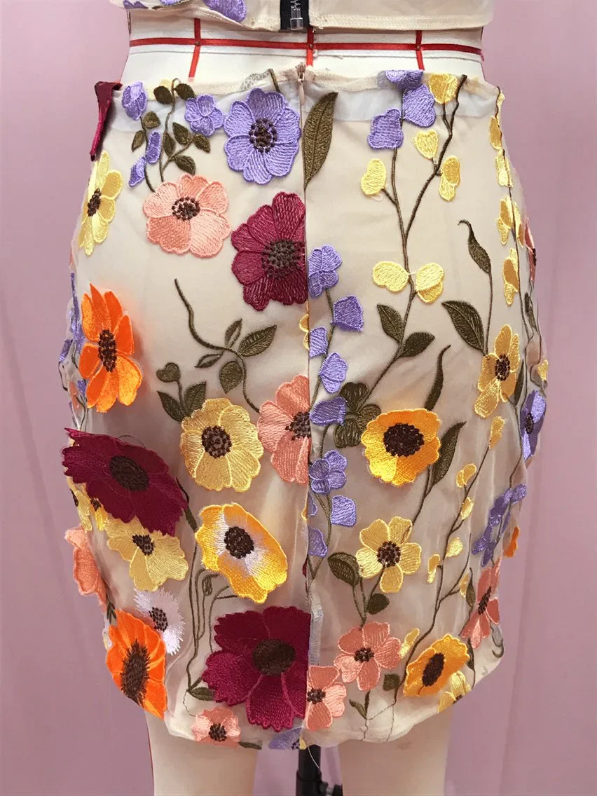 3D Flower Neck Skirt Two Piece Set main image 0