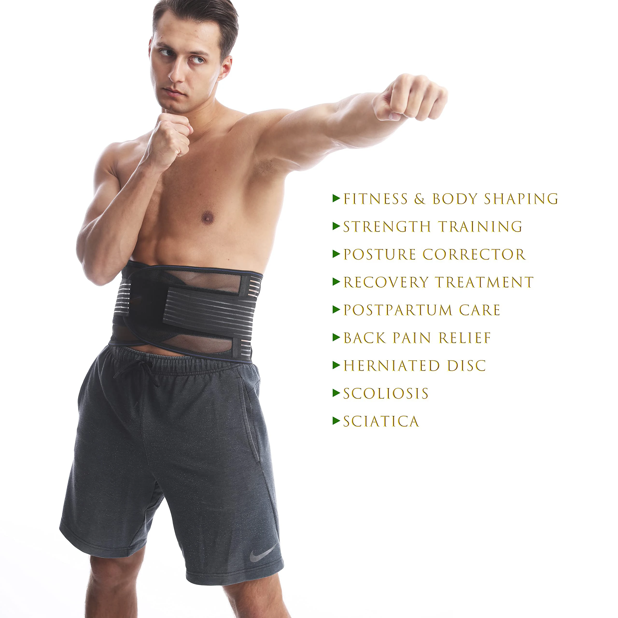 Mesh Lumbar Back Belt Brace with 5 Stays for Back Pain Relief Waist Belt Support for Men&Women