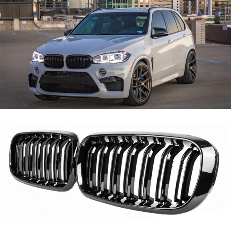 BMW F15 F16 X5 X6 F85 F86 2014-2018용 광택 블랙 프론트 범퍼 키드니 레이싱 그릴 카 더블 슬랫 그릴