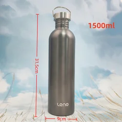 Premium Stainless Steel Sports Water Bottle - Large Mouth, Single Wall Flask with Matching Lid (350 - 2000ml) - 350 - 2000ml (1500ml)