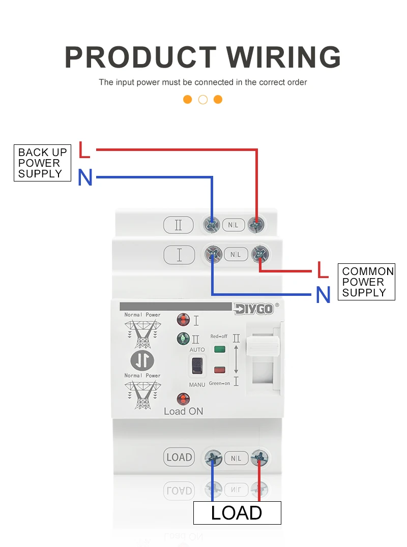 DIY GO DIN-Schienen-Mini-ATS 2P 4P 80A 220V/110V Dual-Power Automatischer Umschalter für unterbrechungsfreie Stromversorgung – Detail 4