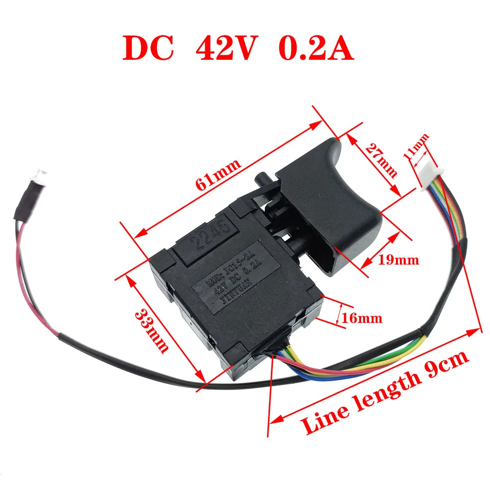 DC 전기 드릴 방진 속도 제어 푸시 버튼 트리거 전기 렌치 스위치 0.2A 42V 60V 무선 드릴 스위치