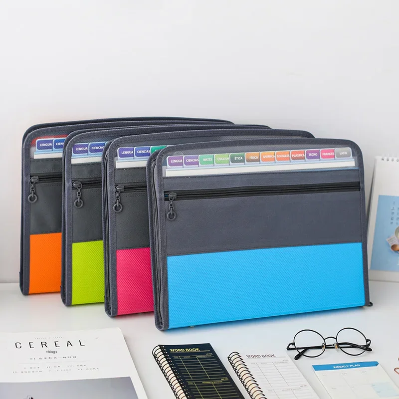 A4 Zip-up Accordion File Folder Simple Multi-layer Classification Office Storage Document Bag