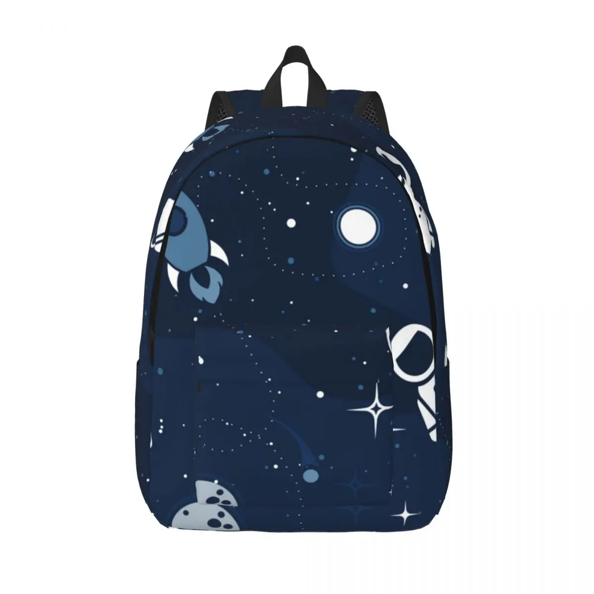 

Вместительный рюкзак для мужчин и женщин, школьный ранец для студентов, милый астронавт, космический корабль, ракета, Луна, школьная сумка с черными звездами