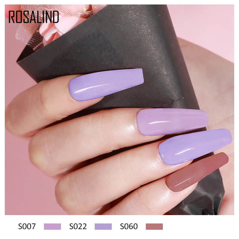 ROSALIND 반영구 UV 네일 젤 광택제 키트, 래커 네일 바니시 하이브리드 베이스 탑 코트, 전문 네일 아트 용품, 8 개