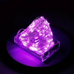 Fairy Lights Battery - Powered Copper Wire String for Wedding and Party Decorations (Purple)