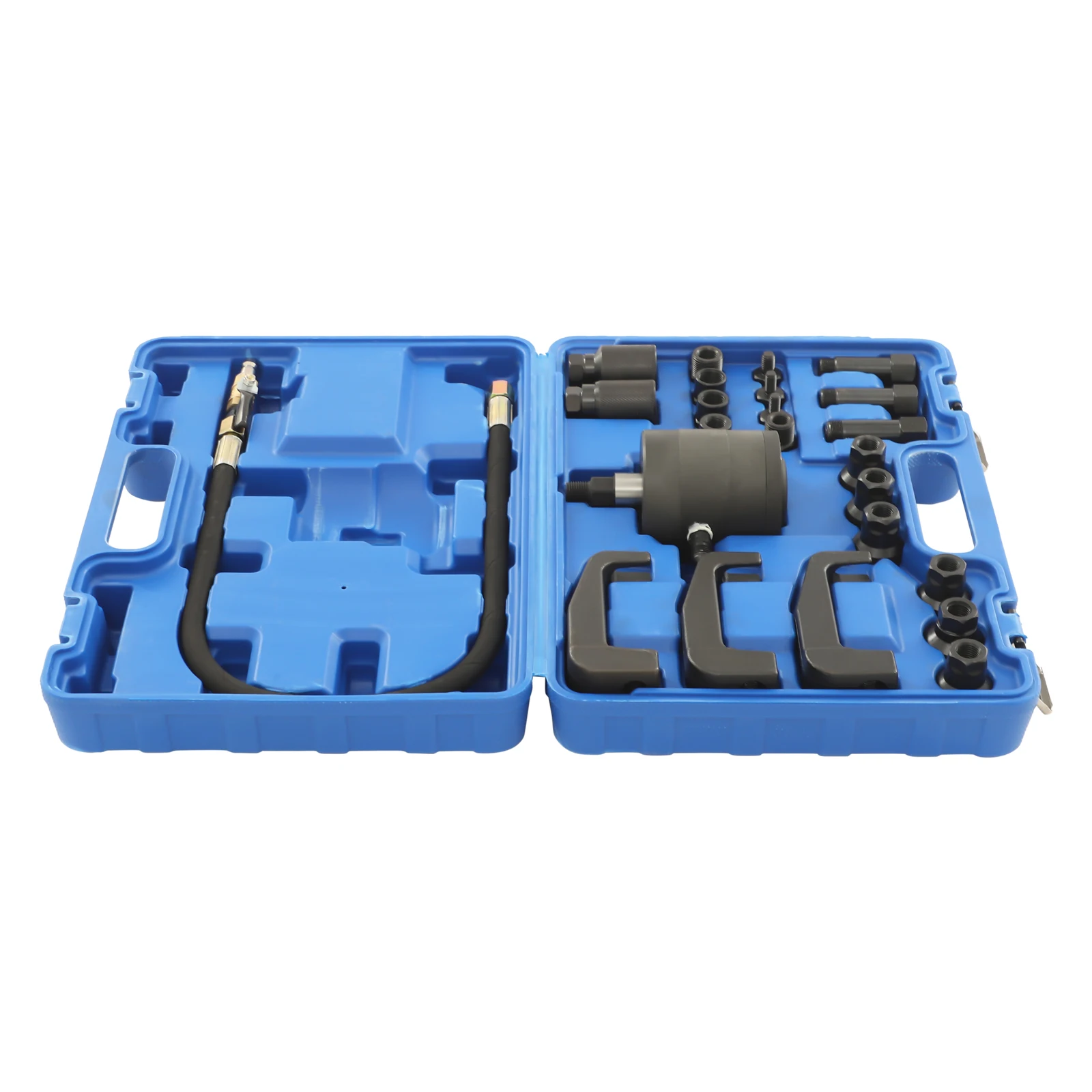 24 Piece Pneumatic Diesel Injector Puller Kit Carbon Steel Diesel Injector Removal Puller with 19 Adapters for Bosch Delphi Siem
