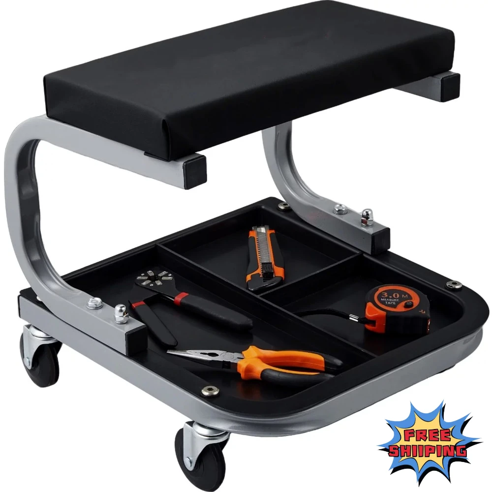 

Creeper Garage/Shop Seat 250 lbs Rolling Padded Auto Mechanic Stool with Tool Tray 360° PP Casters