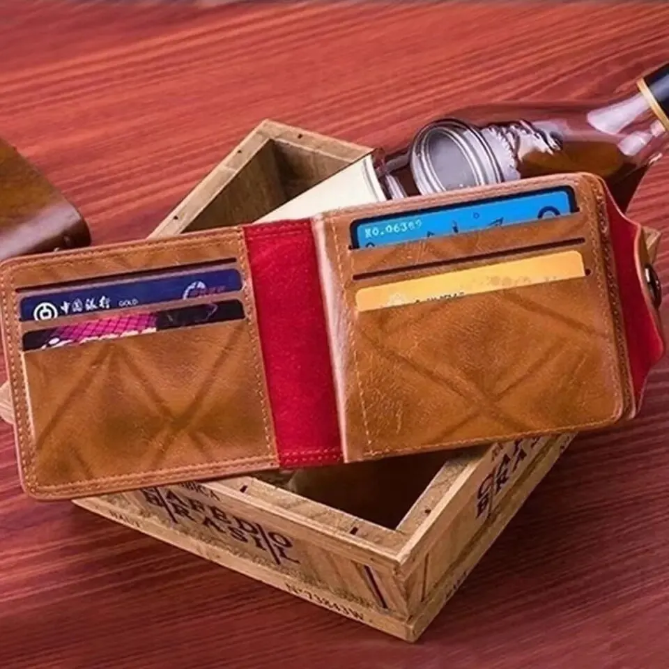 Leather Wallet Men's Wallet With 100 US Dollar Pattern Photo Card Holder Large Capacity Purse Bag