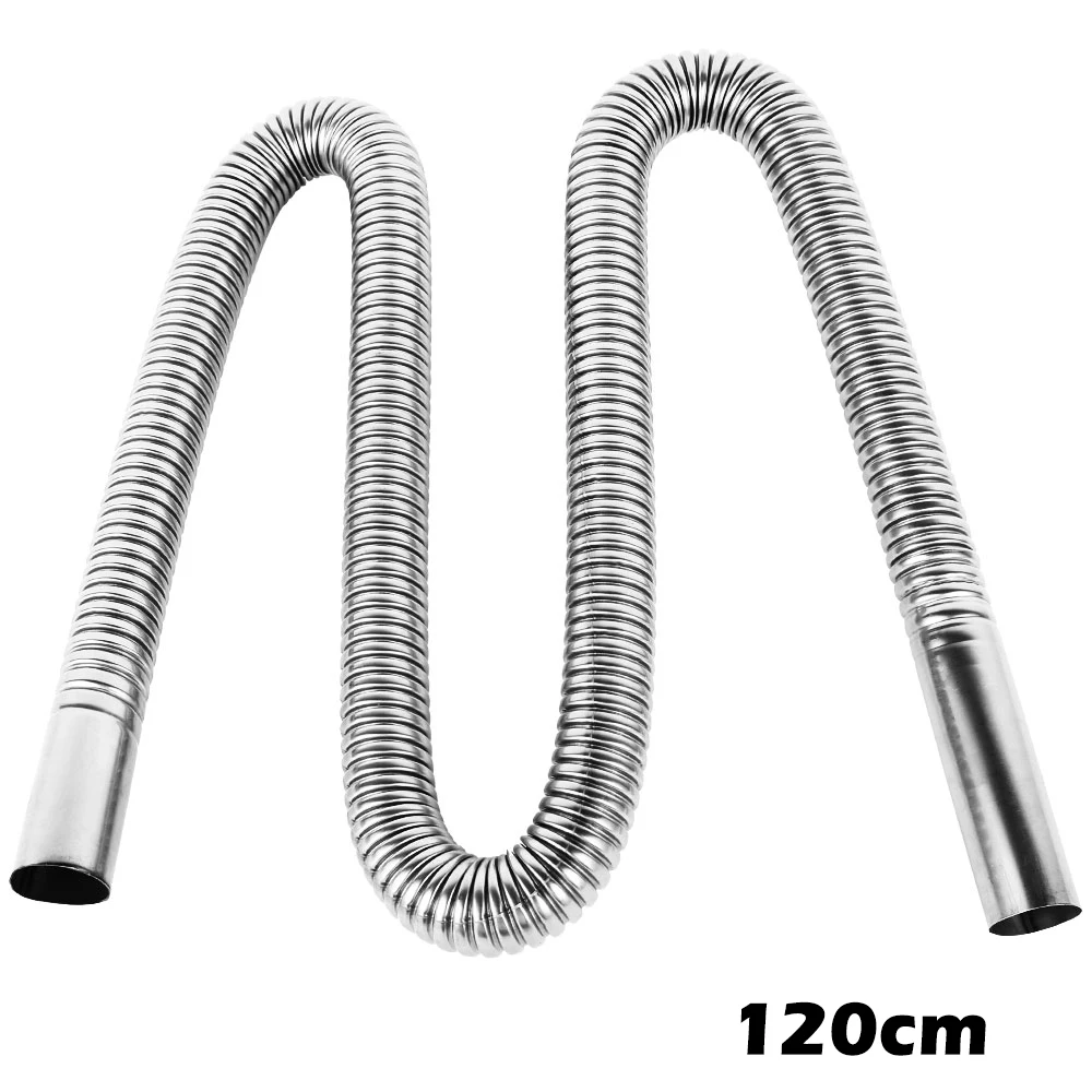 Tuyau D'échappement En Acier Inoxydable Pour Générateur - 120 Cm, Avec 2 Colliers - Réduction De Bruit - 2