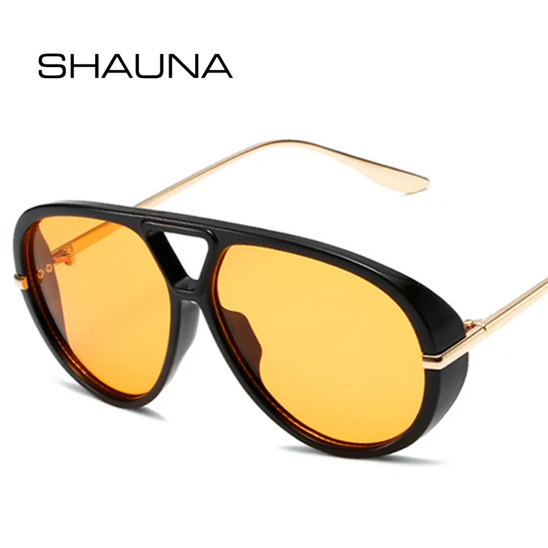 Oversized Double Bridge Sunglasses – Black / Yellow