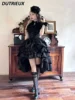 Japanese Dark Gothic Style Lolita High Waist Skirt Spring and Autumn New Sweet and Cute Girls Versatile Solid Color Puffy Skirts 5