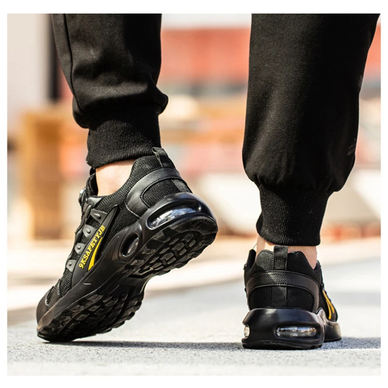 Chaussures de sécurité à coussin d'air pour hommes, chaussures de travail à boucle rotative, baskets indestructibles, bottes de sécurité anti-perforation, de protection_voghion.com
