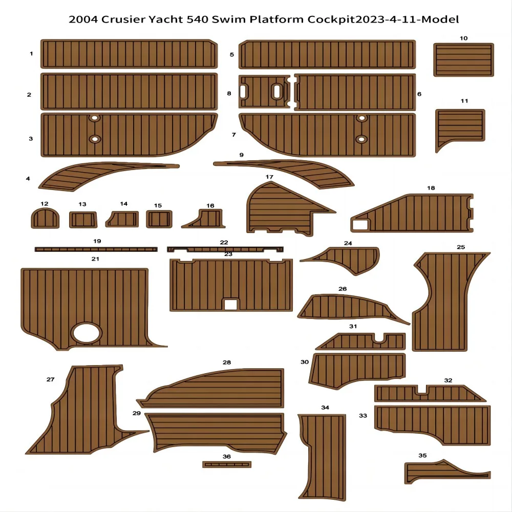 

2004 Crusiers Yachts 540 Swim Platform Cockpit Pad Boat EVA Foam Teak Floor Mat