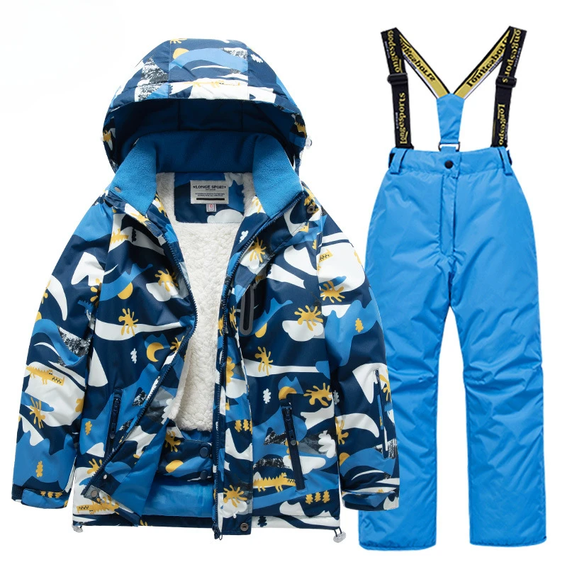 Children Skiing Suit Children's Ski Suit Suit Girls Outdoor Thickened Waterproof Windproof Warm Boys Baby Ski Clothes Pants Equipment