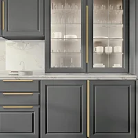 ทองสีดําซ่อนจับยาวตู้ครัวดึงลิ้นชักอลูมิเนียมเฟอร์นิเจอร์จับตู้ดึงตู้เสื้อผ้าดึง 6