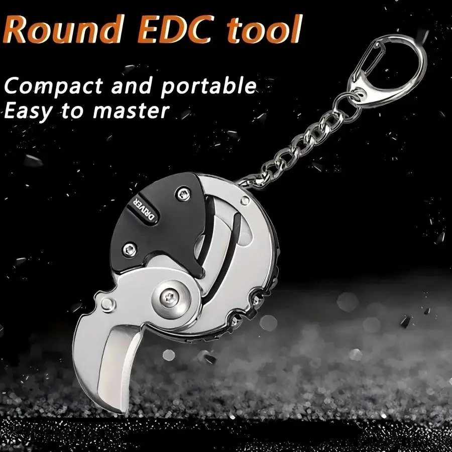 Outdoor Multifunctional Mini Pocket Knives Screwdriver Keychain Tools Coin Round Steel Folding Blade Knife Keyring