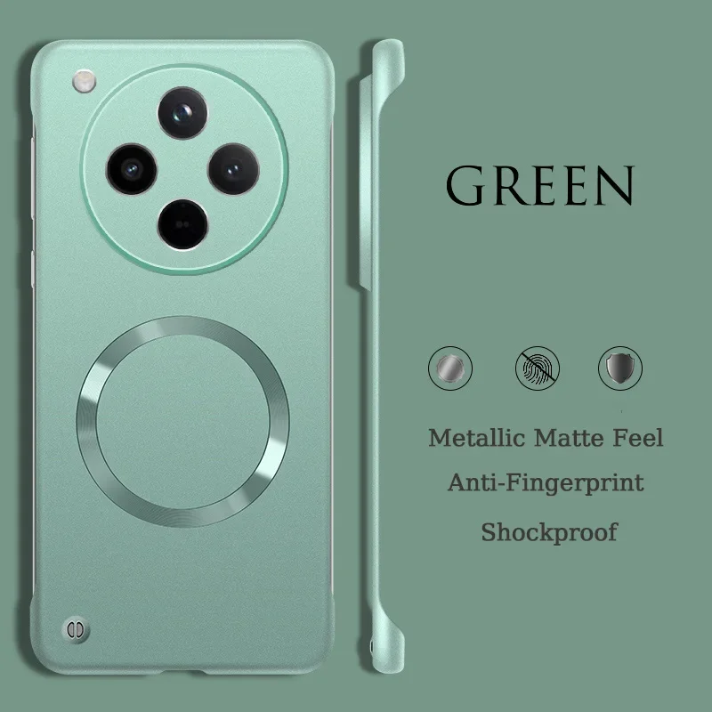 Matte Thin Metallic Paint Frameless Case with Metal Ring and Anti-Fingerprint Hard Shell