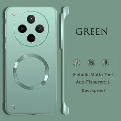 Matte Thin Metallic Paint Frameless Case with Metal Ring and Anti-Fingerprint Hard Shell for Find X7 (Green)