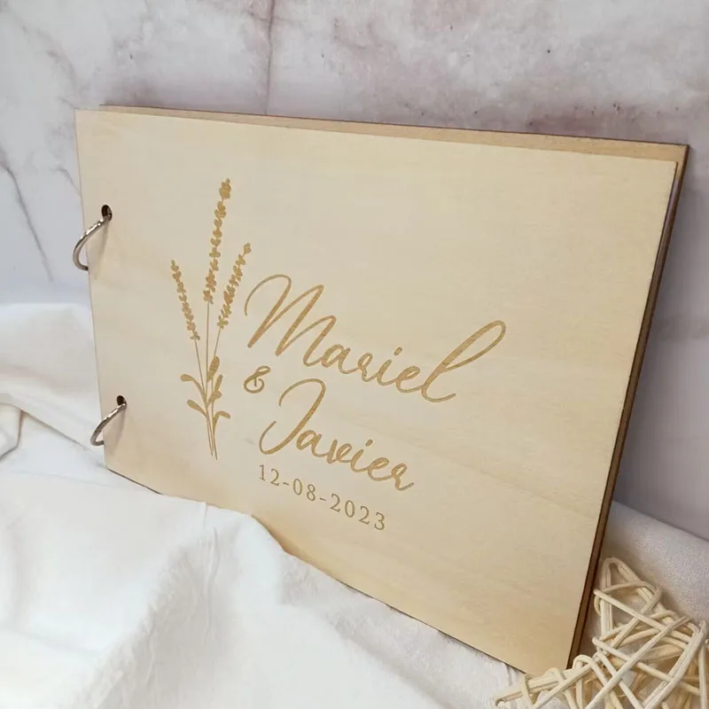 Personalized Wedding Guestbook Wooden Guest Book Engraved Rustic Wedding Album Birthday Party Deco Guest Signature Book
