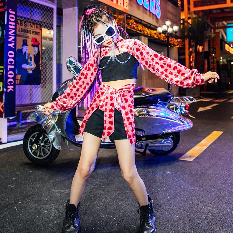 

Streetwear Jazz Street Dance Costume for Girl Urban Model High-end Hip Hop Festival Rave Clothes Kid Stage Fashion Show Cool Set