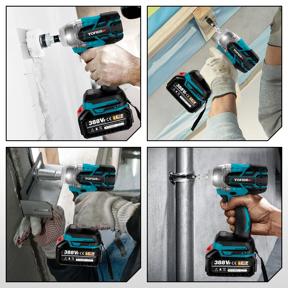 18V Brushless Electric Wrench 1/2 inch Rechargeable Cordless Impact Wrench Power Tools for Makita 18V Battery Without Battery 6