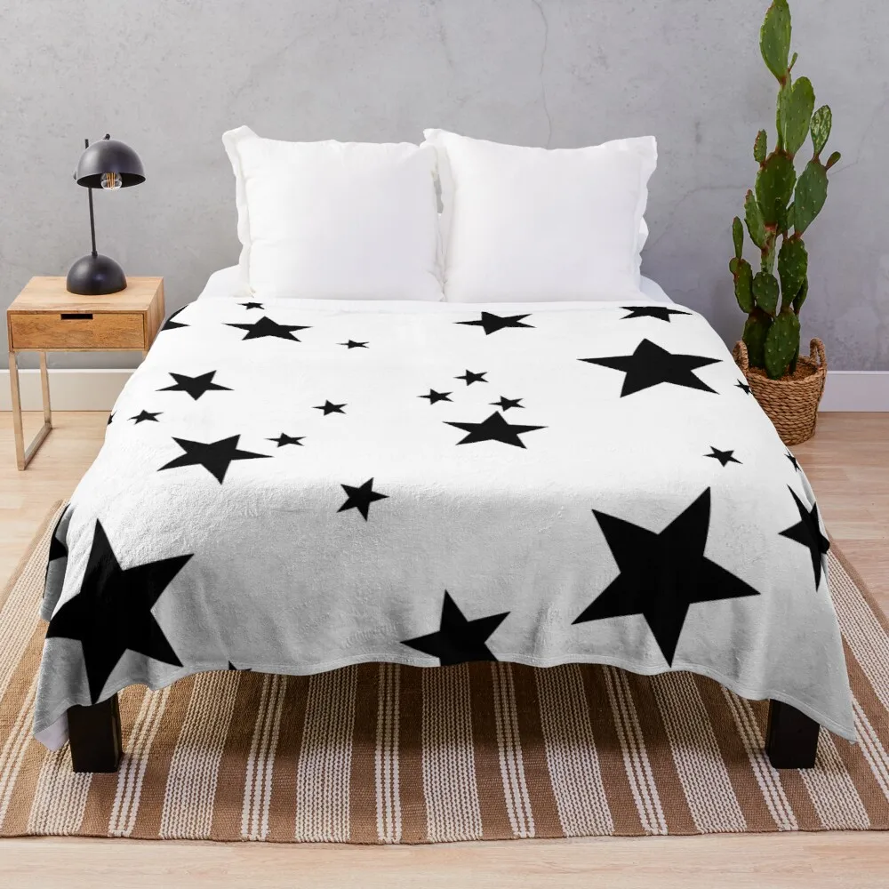 

stars black Throw Blanket Shaggy Blanket