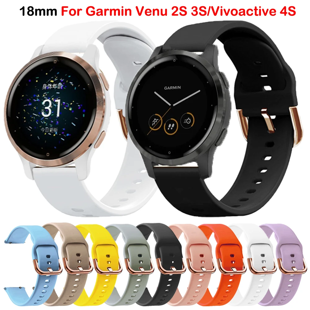 

18mm Bracelet Silicone Smart Watch Strap For Garmin Venu 2S/Vivoactive 4S/Venu 3S/Rey/Forerunner 265S 255S Wristbands Watchband