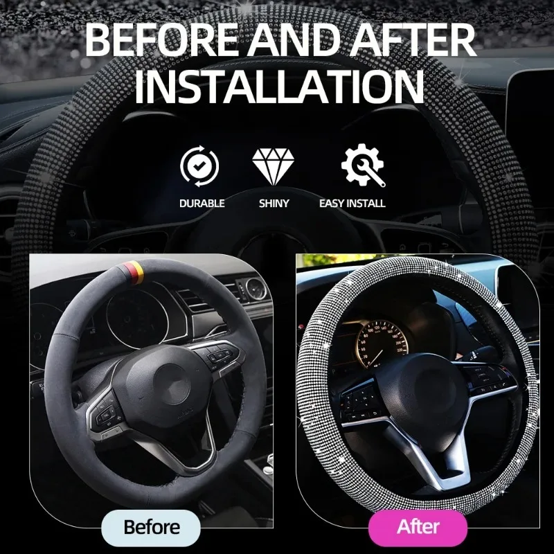 Coprivolante Universale Antiscivolo per Auto, Misura Universale Adatta per Volanti da 15 Pollici/38cm di Diametro, Accessori Auto alla Moda - Image 2