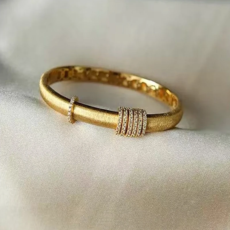 Bangle Bracelet Women's Hand-Drawn Process Bracelet European American Classic Light Luxury All-In-One Party Jewelry