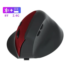 Ergonomic Wireless Vertical Bluetooth Optical Mouse with Adjustable DPI and Multi - Button Control (BT 2.4G Red)