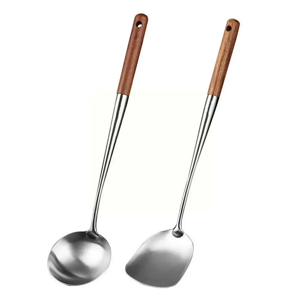 Kitchen Wok Spatula And Ladle Tool 17 Inches Spatula For Wok Steel Kitchen Cookware Tools