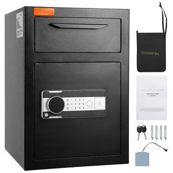 VEVOR 1.7/2.5 Cub Depository Safe Deposit Safe Electronic Code Lock & 2 Keys Business Drop Slot Safe for Cash Mail in Home Hotle 1
