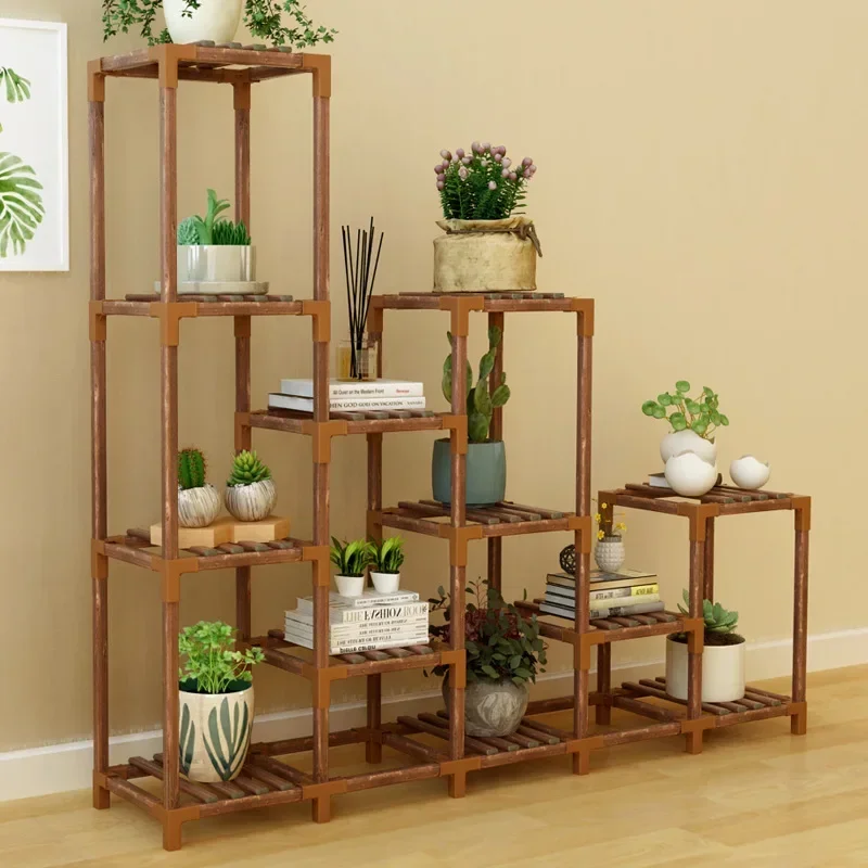 Household Balcony Plant Shelves Solid Wood Multi Layer Indoor Outdoor Flower Rack Living Room Bonsai Rack Garden Furniture Sets