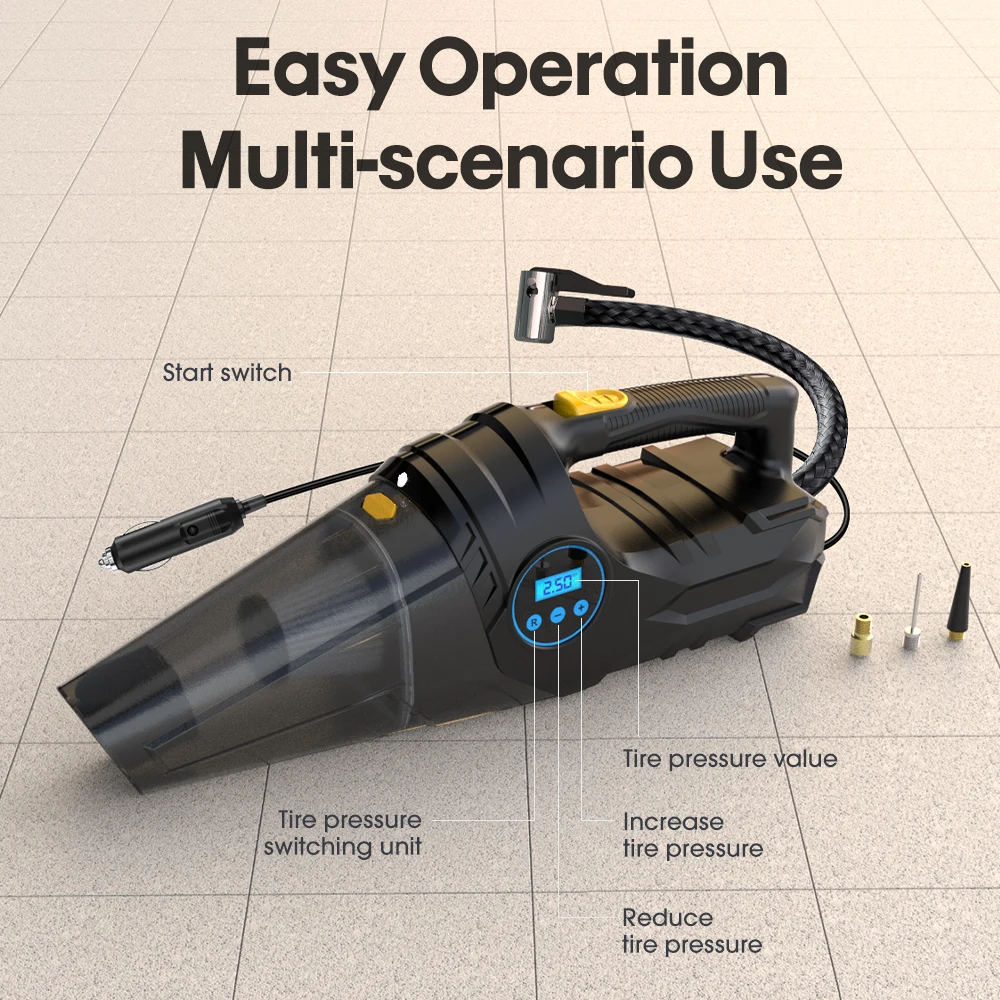 Car Tire Inflator Vacuum Cleaner Dual-use Portable Wired Air Compressor Handheld Auto Interior Vacuuming 12V Air Pump vacuum cleaner handheld vacuum cleaner portable vacuum cleaner