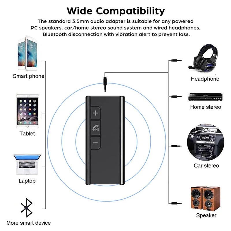Excellent-1 Pcs Bluetooth 5.1 수신기 미니 무선 오디오 어댑터 헤드폰 용 휴대용 Bluetooth 스테레오 출력 오디오 수신기