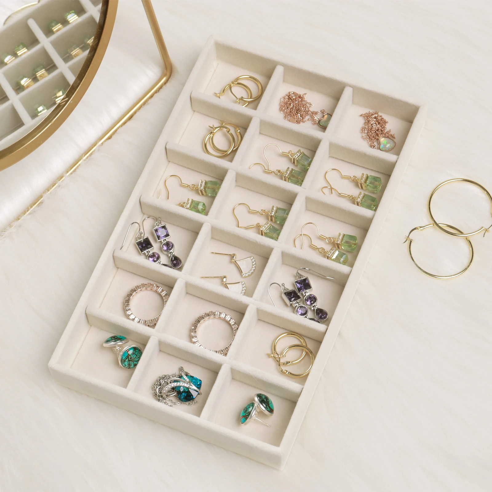 Affichage Bague Oreille Présentoir à Bijoux 4 Couleurs - Organisateur Bagues Et Boucles D'Oreilles Plateau De Rangement Élégant