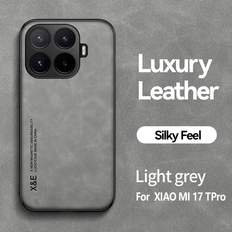 Luxury Silky Feel PU Leather Texture Phone Case with Shockproof Magnetic Frame and Plastic Back Cover