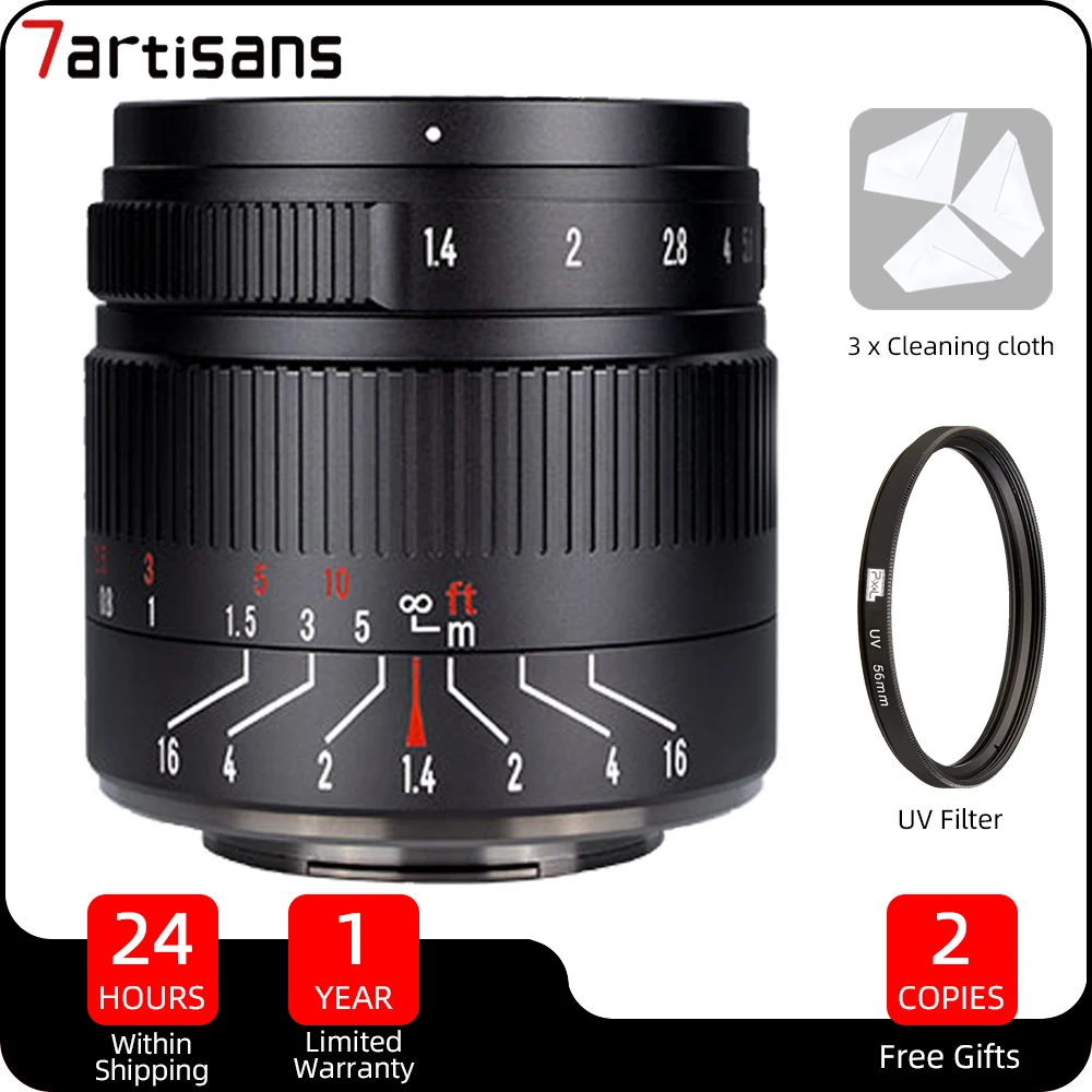 

7Artisans 55mm F1.4 II APS-C Large Aperture Fixed Focus Portrait Lens For Canon EOS-M Nikon Z Sony E Fuji X M43 Mount Cameras