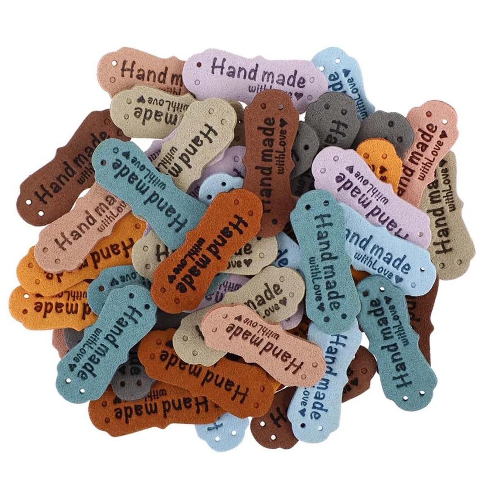 Clothes Labels Handmade Tags Colorful Handmade Leather Labels with Love Hearts for Items Clothes
