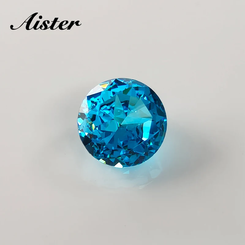 

New Aquamarine Round Crushed Ice Cut Cubic Zirconia High Carbon Lab Diamond CZ Gemstone 4K Cut 5A+ Quality for Jewelry Making
