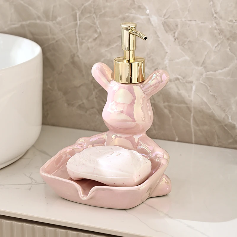 Northern Europe Liquid For Blank Lotion Bottle Soap Box Dual-use Ceramic Rabbit Shape Home Dispenser Hotel Bathroom Supplies 1Pc